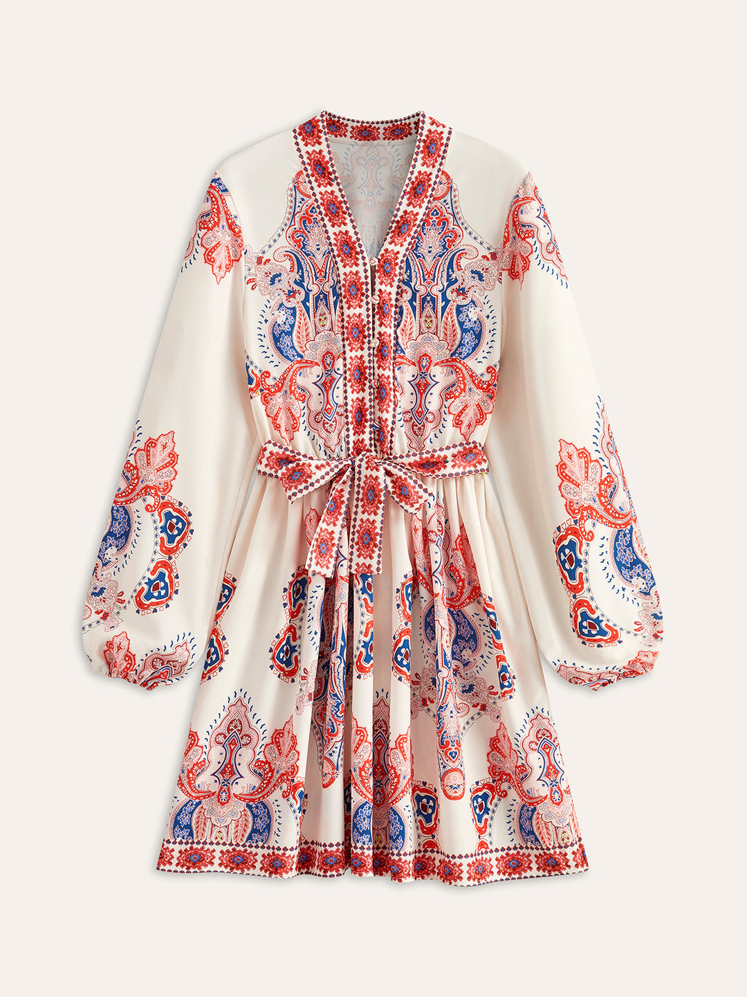 Blumenkleid mit Knopfleiste und Gürtel