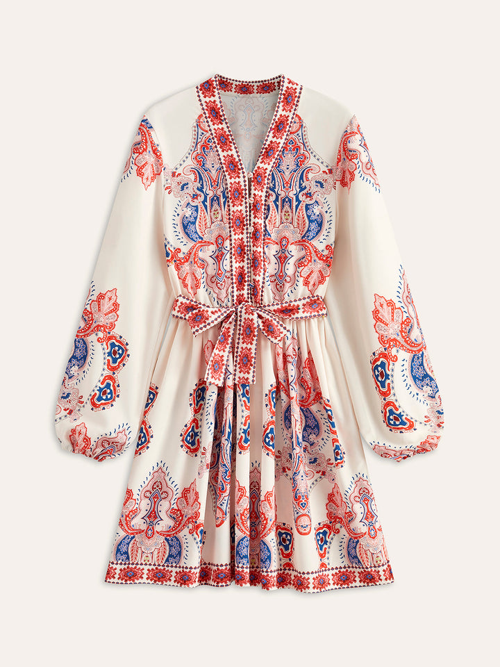 Blumenkleid mit Knopfleiste und Gürtel