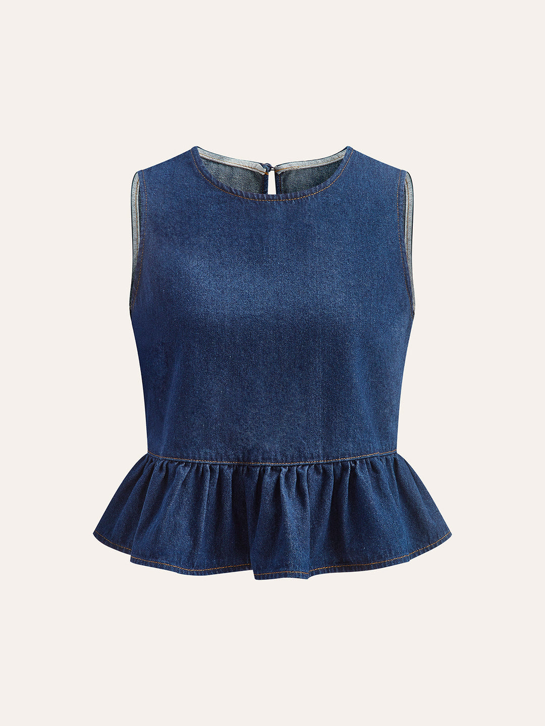 Baumwoll-Denim-Peplum-Oberteil