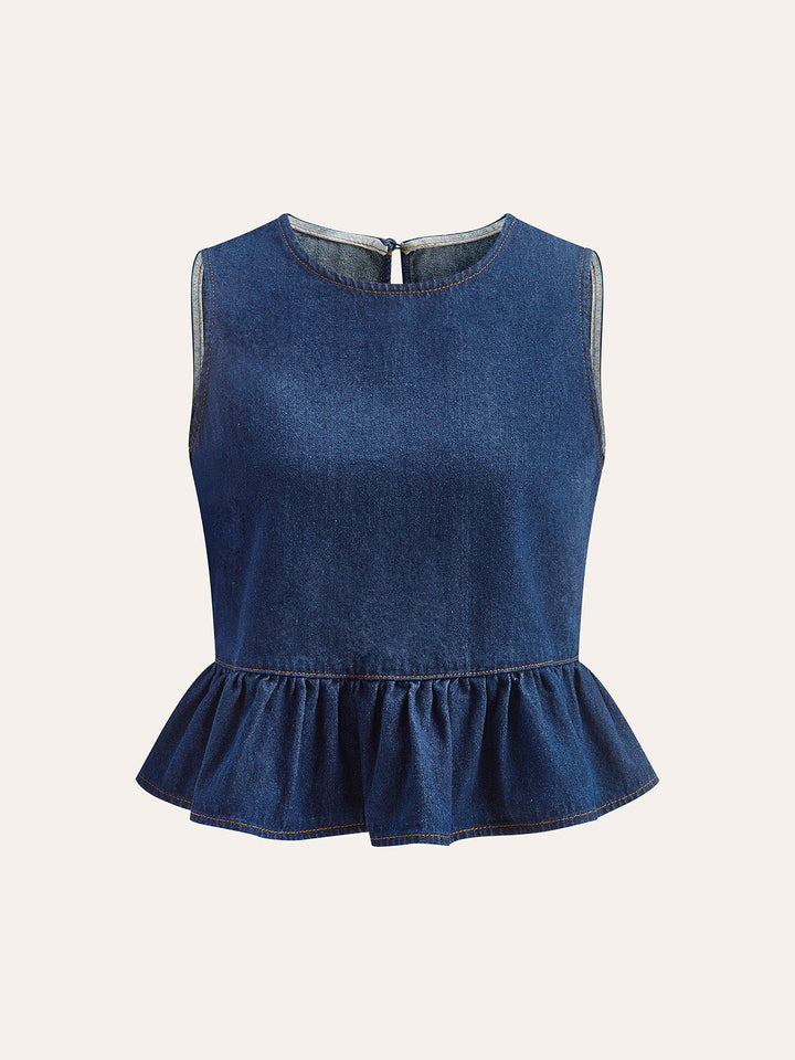 Baumwoll-Denim-Peplum-Oberteil