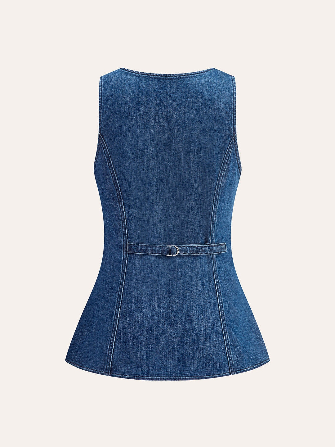 Denim-Shorts-Set mit V-Ausschnitt und Metallknopf-Bindeband