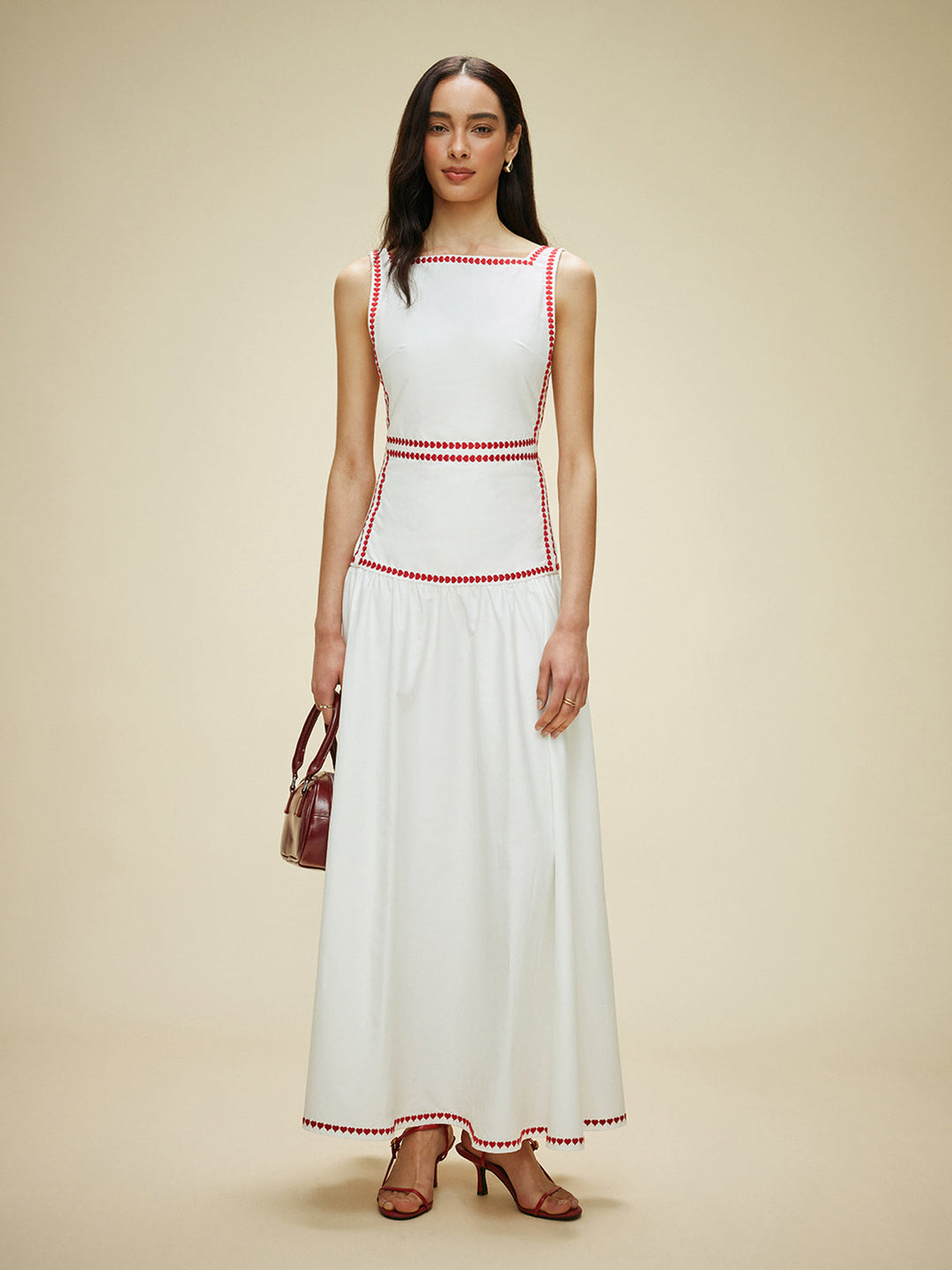 Kleid mit Kontrastbesatz und Rückenbändchen aus Baumwolle