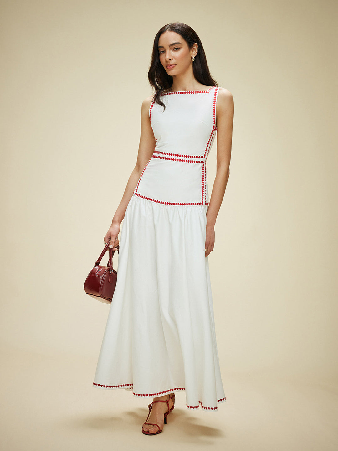 Kleid mit Kontrastbesatz und Rückenbändchen aus Baumwolle