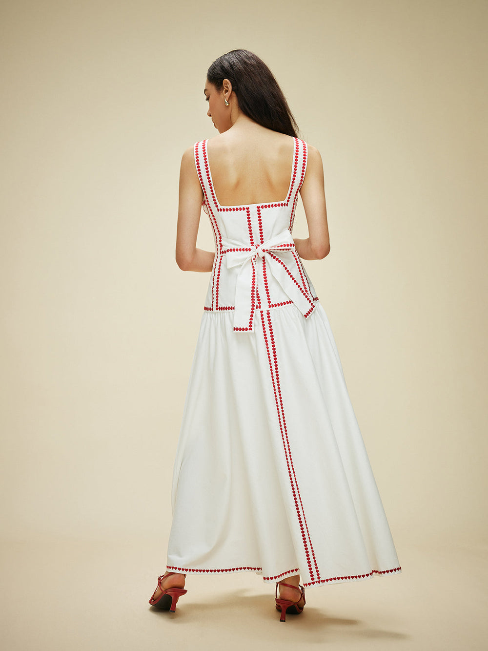 Kleid mit Kontrastbesatz und Rückenbändchen aus Baumwolle