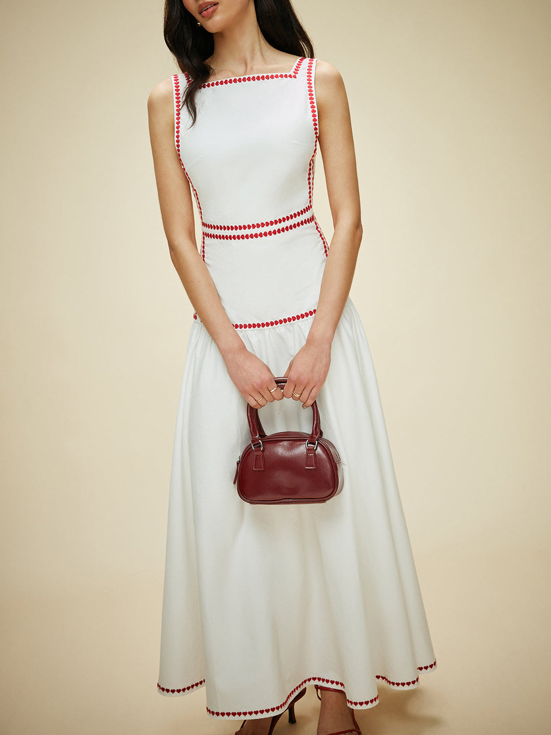 Kleid mit Kontrastbesatz und Rückenbändchen aus Baumwolle