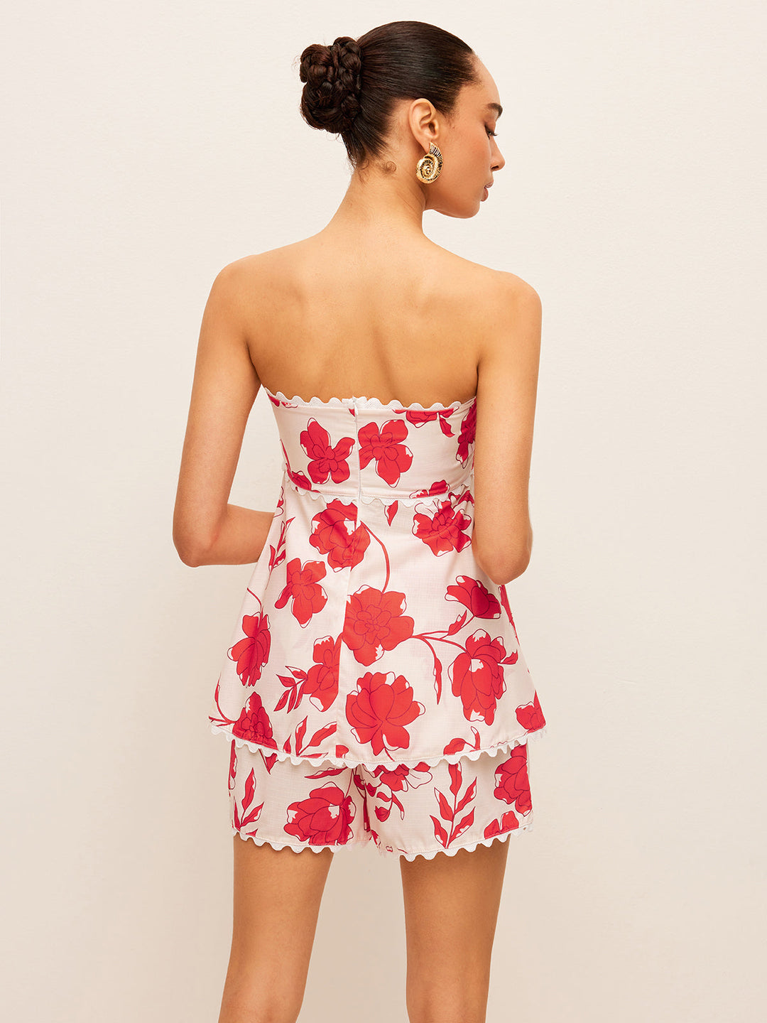 Blumen-Trägertop mit Hosenteil-Set mit Taschen