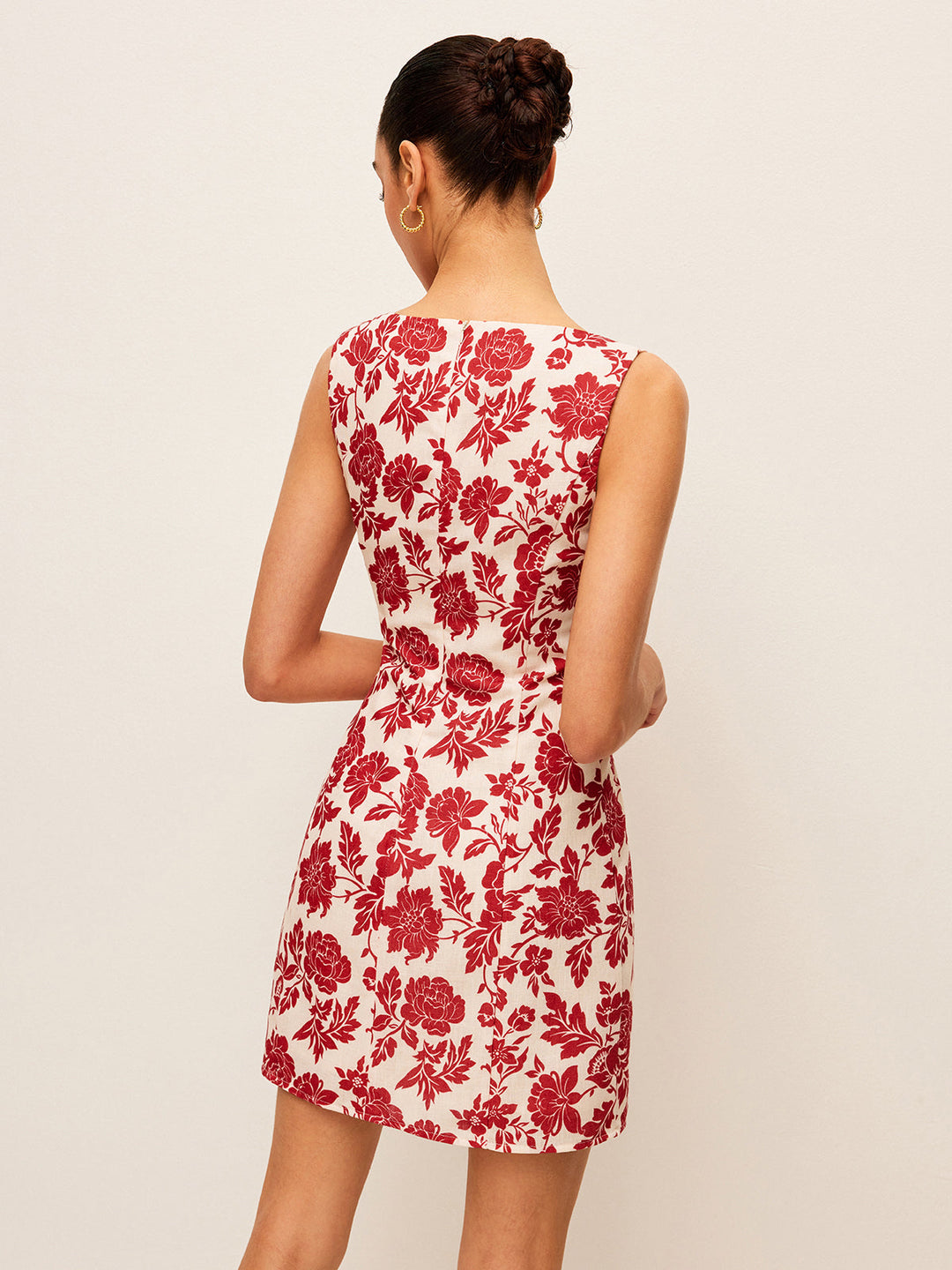 Flora Print Kleid mit quadratischem Ausschnitt