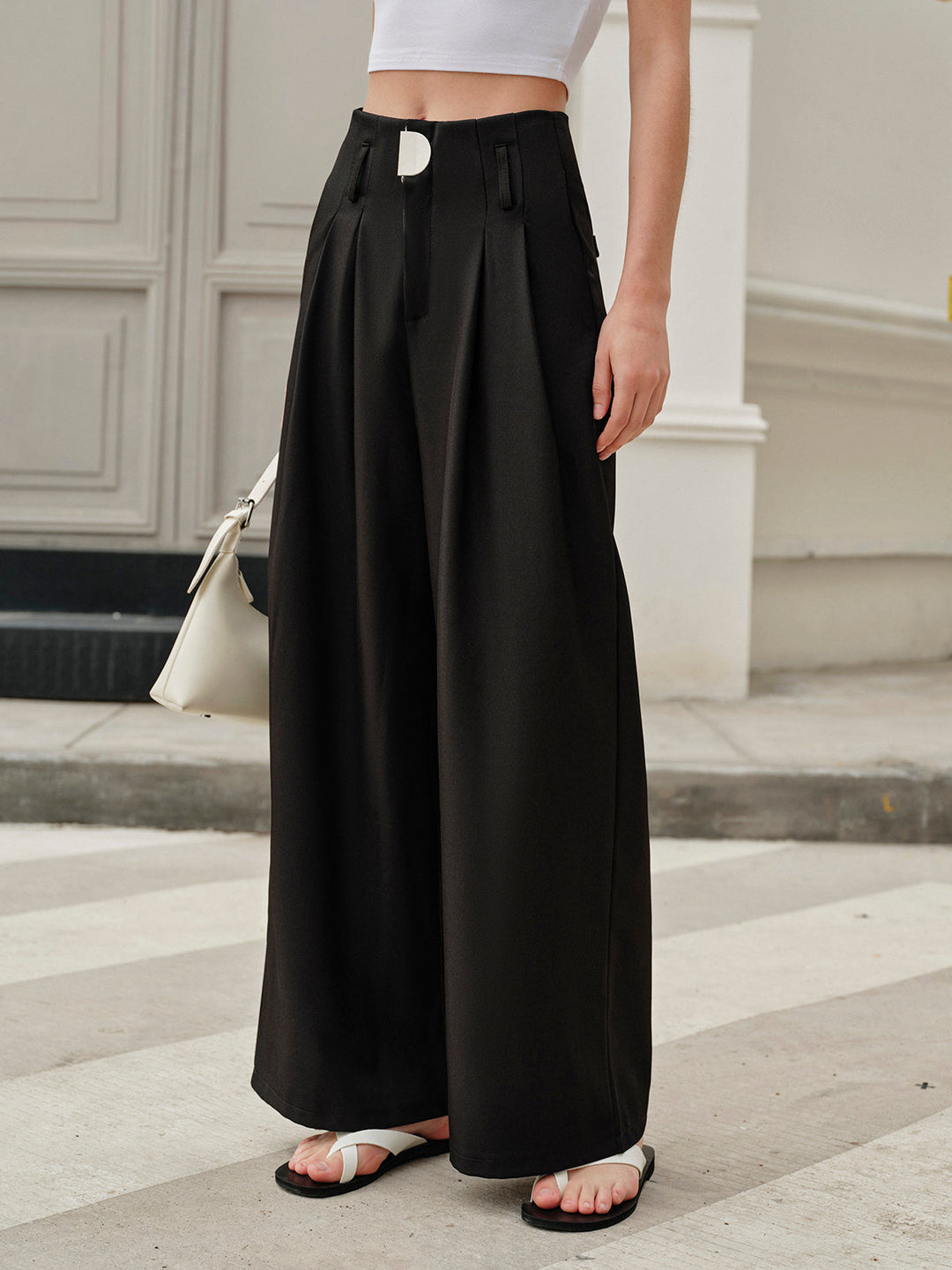 Mid-Taillierte Plissierte Hose aus Metall