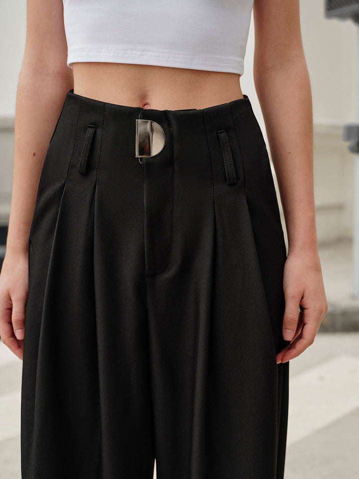 Mid-Taillierte Plissierte Hose aus Metall