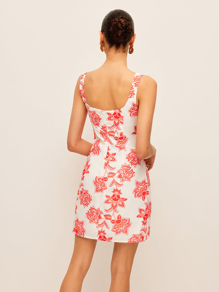 Blumenkleid mit quadratischem Ausschnitt