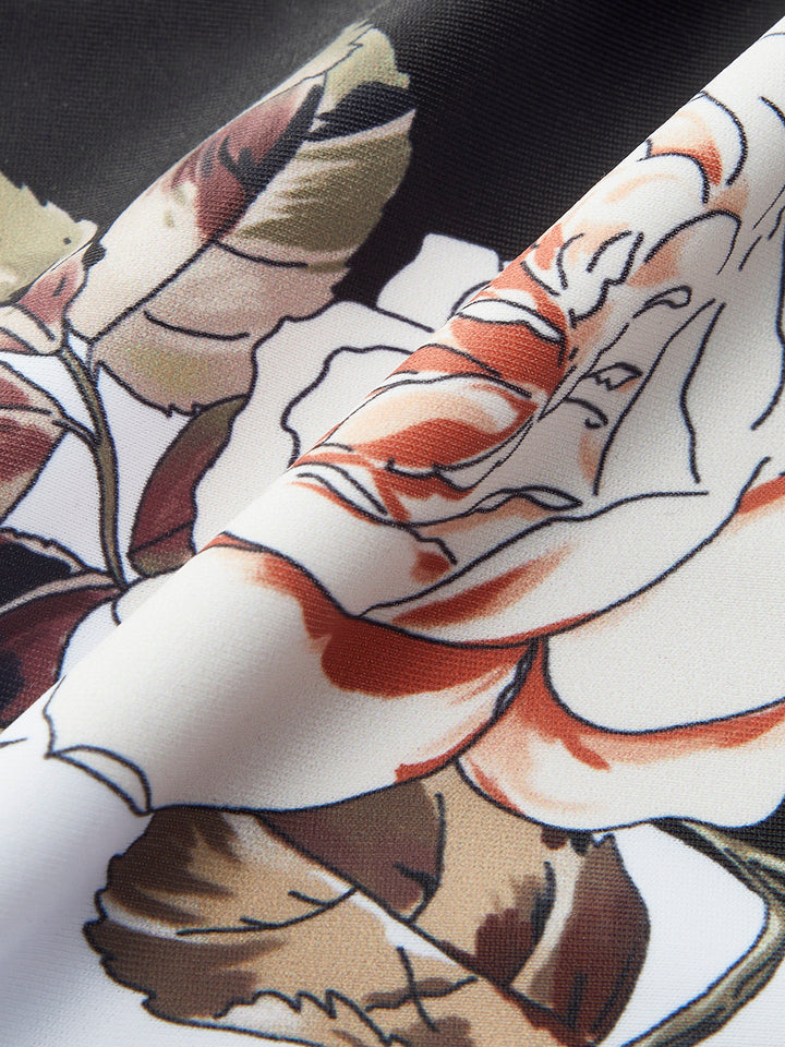 Florales Träger-Badeanzug mit Strandkleid
