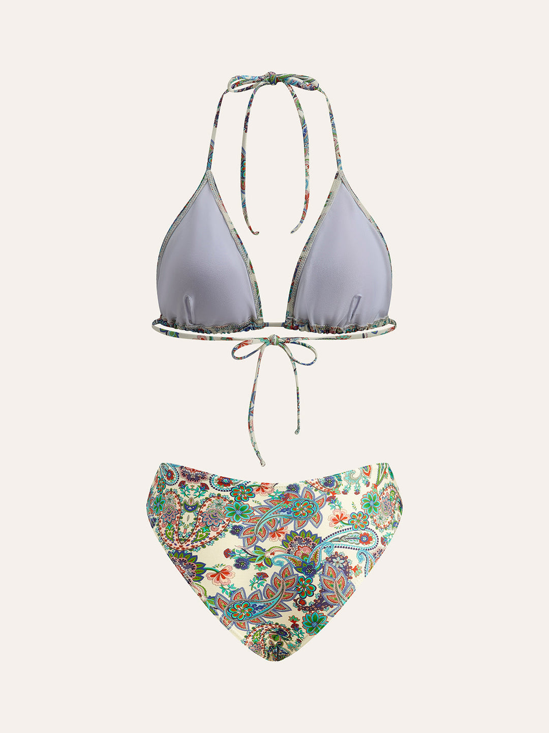 Bikini-Set mit Rückbindung und Paisley-Cover-Up