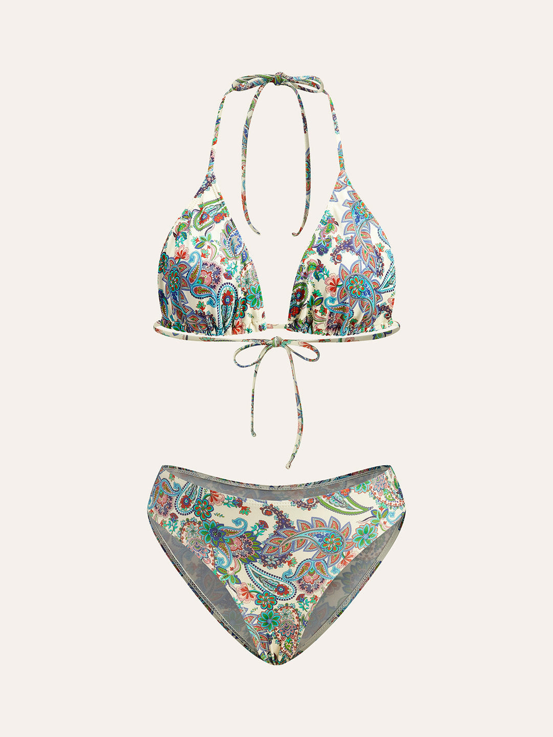Bikini-Set mit Rückbindung und Paisley-Cover-Up