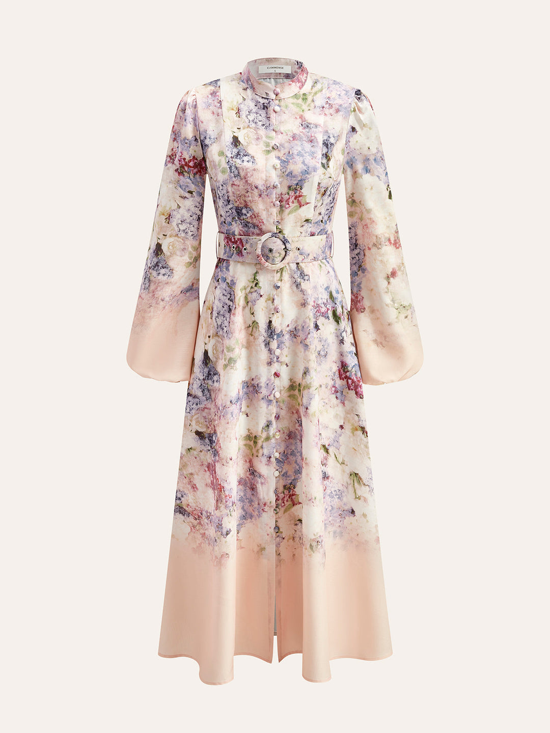 Gürtel Ballon Ärmel Blumenkleid
