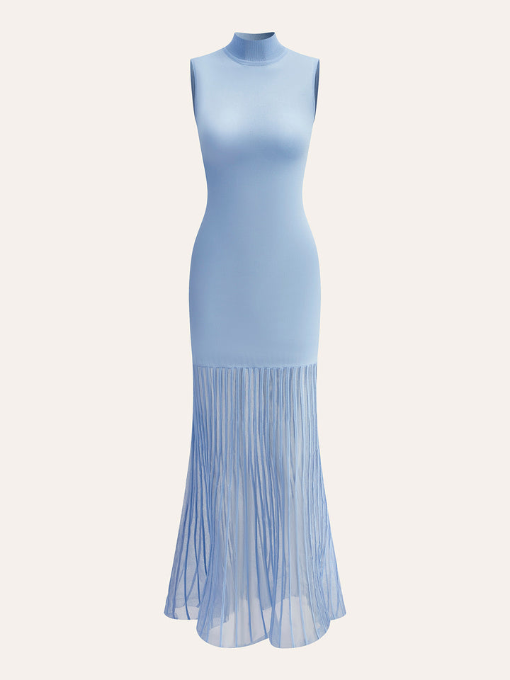 Ärmelloses Kleid mit durchscheinenden Einsätzen ohne Gürtel
