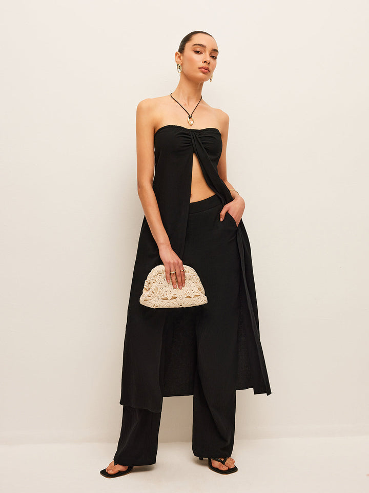 Baumwoll- & Leinen-Bindetop mit Hose Set