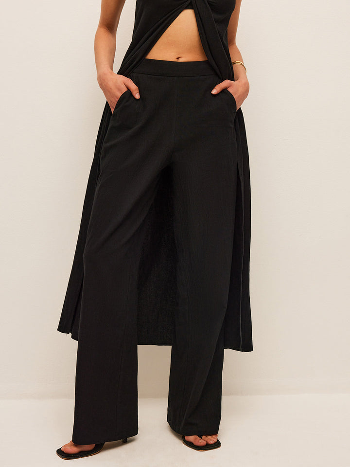 Baumwoll- & Leinen-Bindetop mit Hose Set