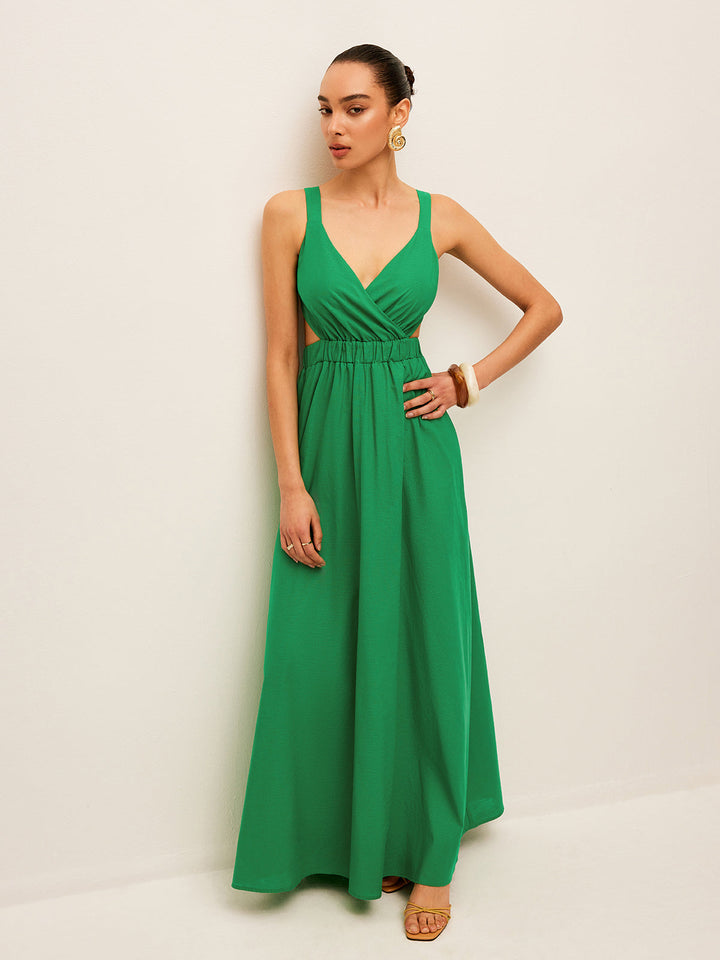 Kleid mit Rückenschnürung aus Baumwolle und Leinen