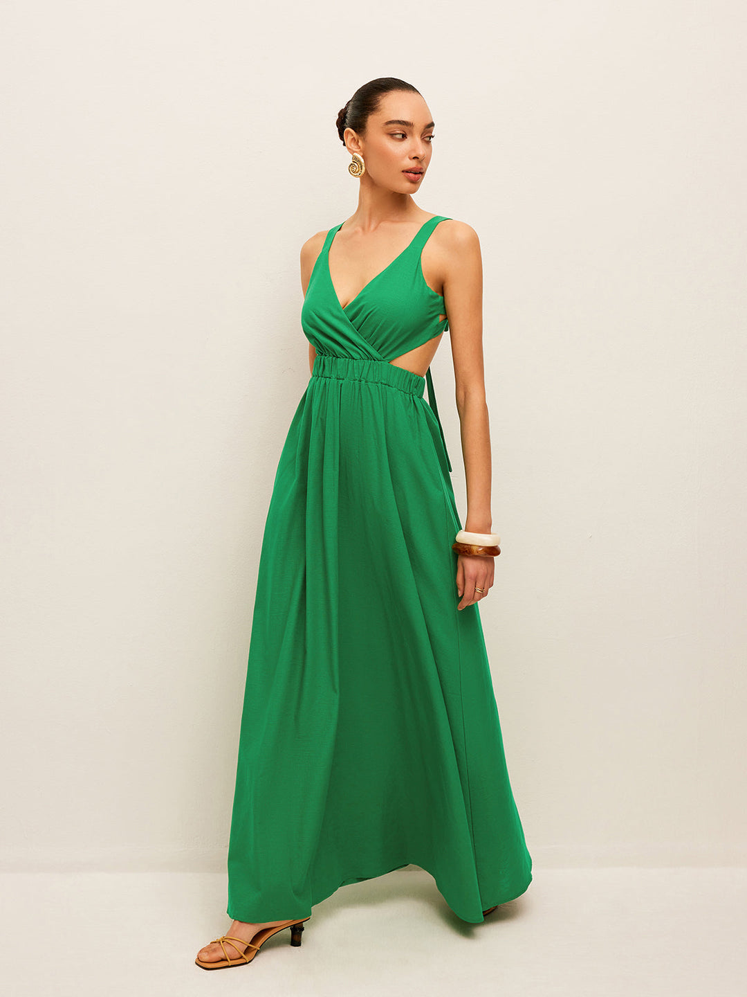 Kleid mit Rückenschnürung aus Baumwolle und Leinen