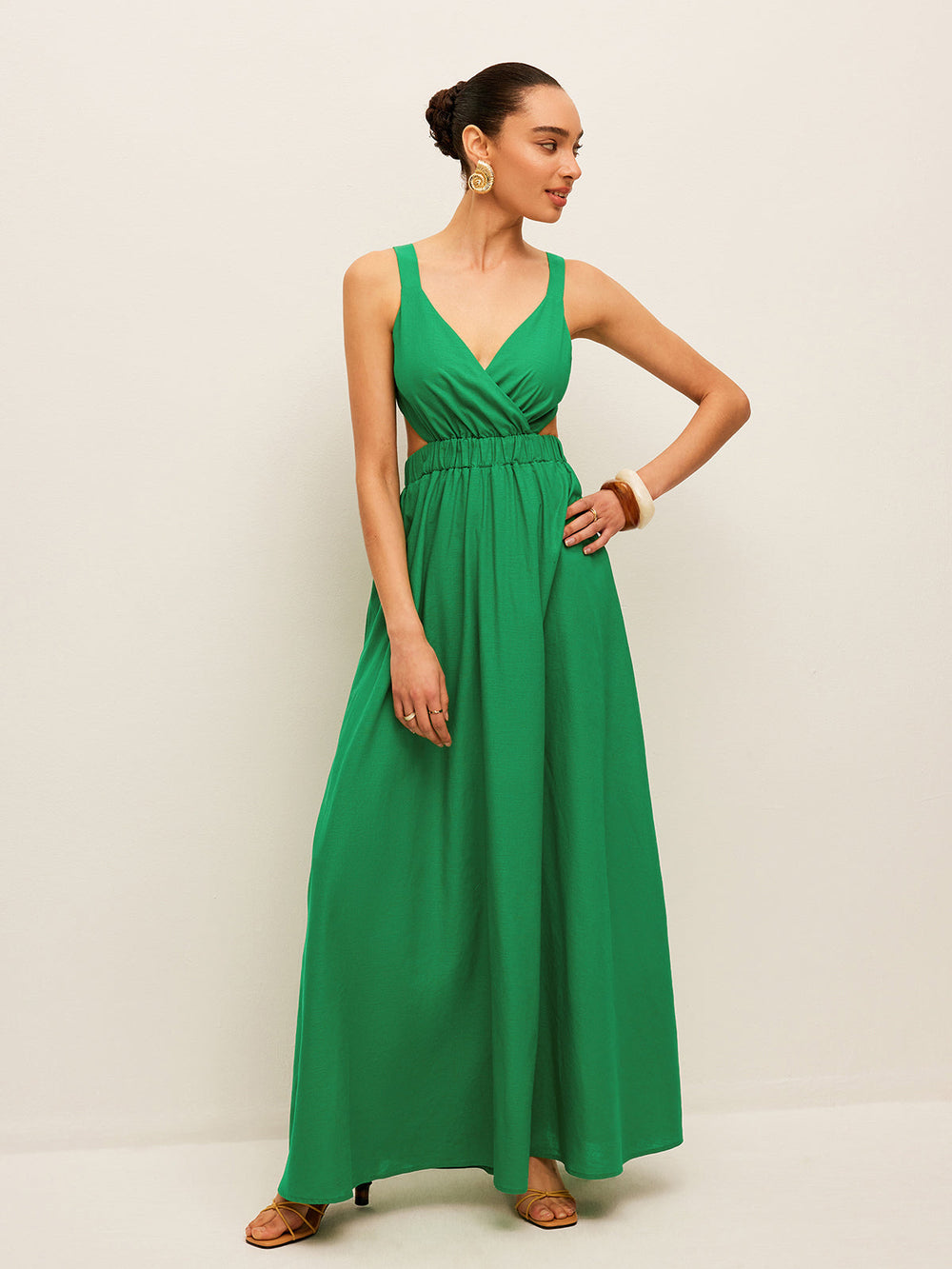 Kleid mit Rückenschnürung aus Baumwolle und Leinen