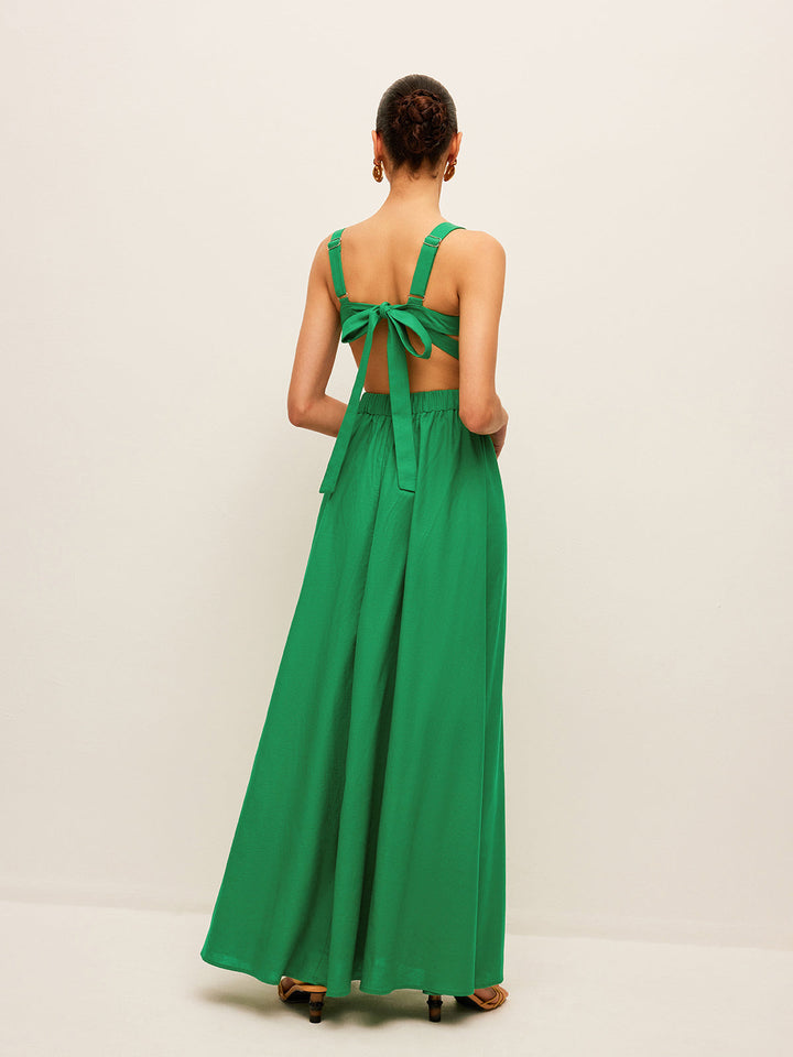 Kleid mit Rückenschnürung aus Baumwolle und Leinen