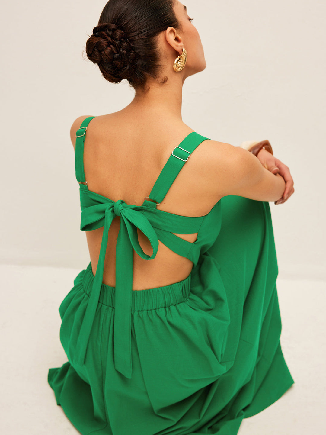 Kleid mit Rückenschnürung aus Baumwolle und Leinen