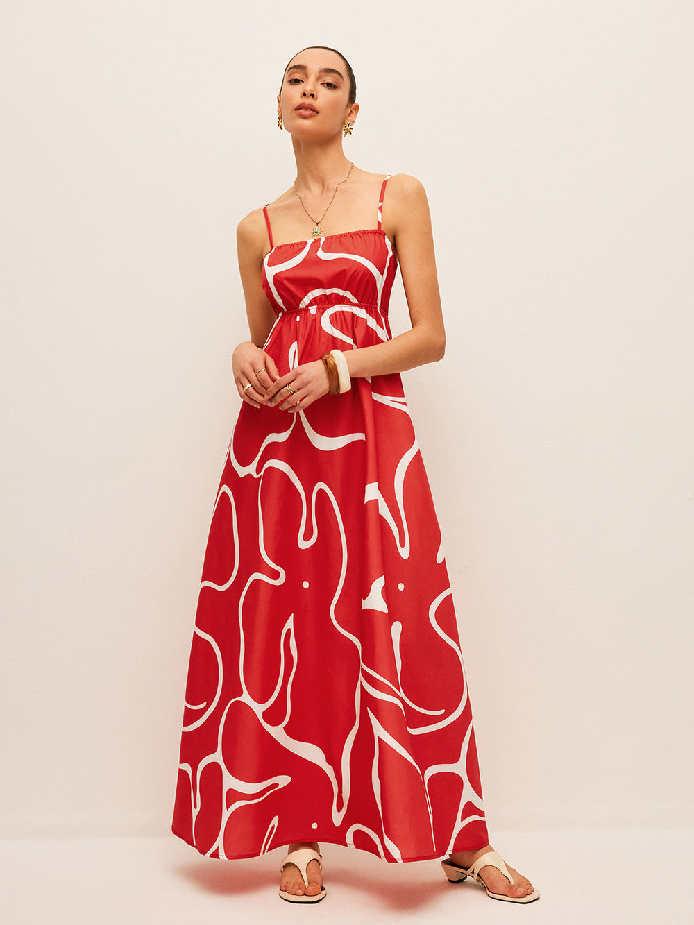 Bedrucktes Kleid mit Rückendetail und Bindung