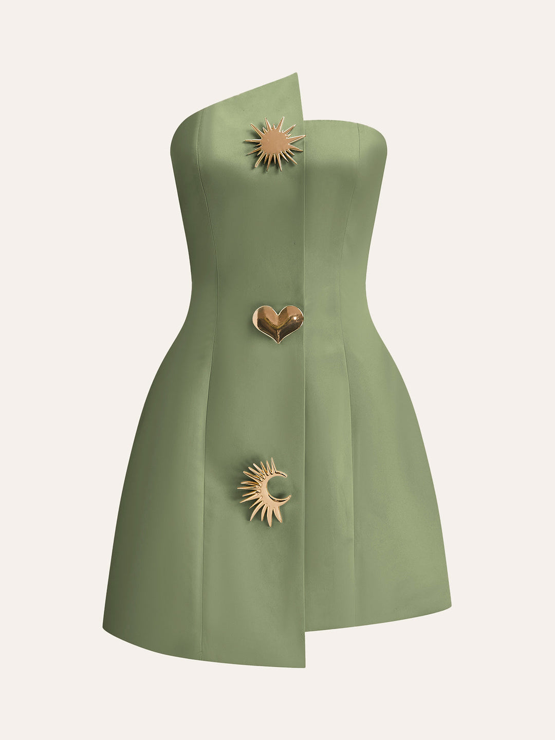 Satin asymmetrisch verzierte trägerloses Kleid