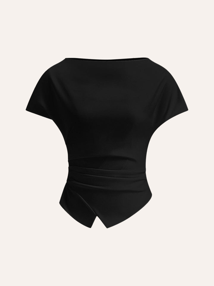 Asymmetrisches T-Shirt mit Raffung