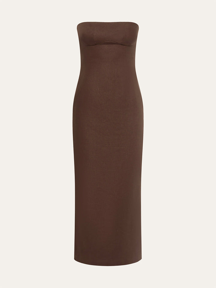Geblümtes trägerloses Kleid