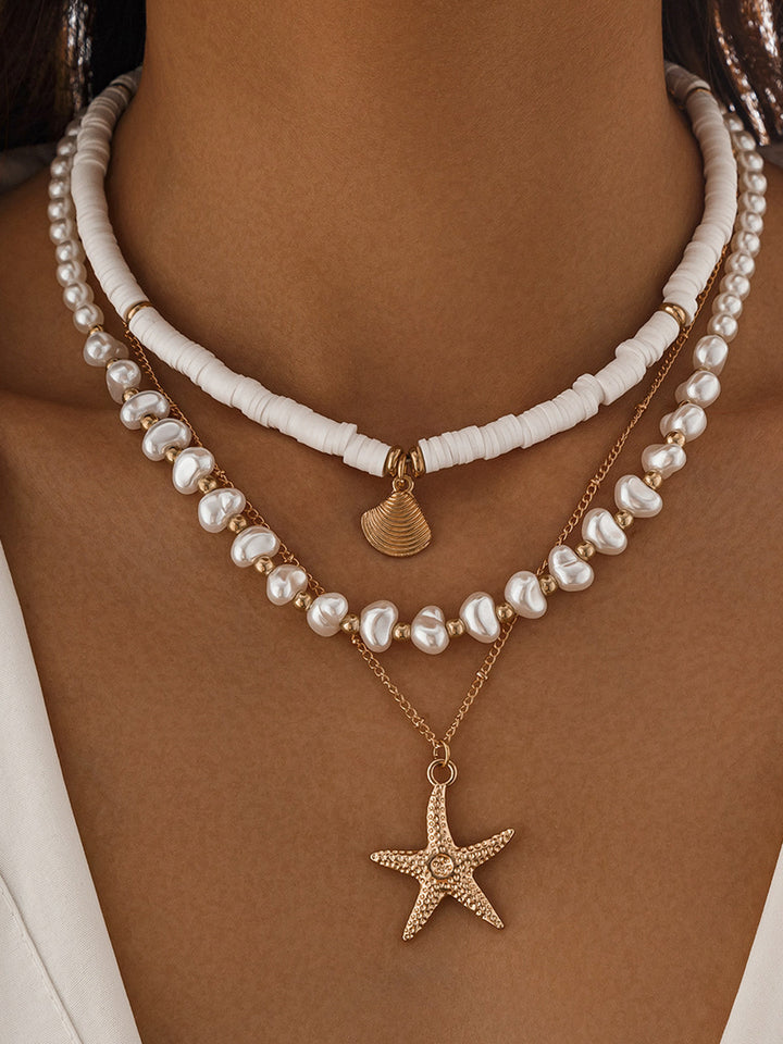Perlen- und Muschel-Kette mit Seestern-Anhänger
