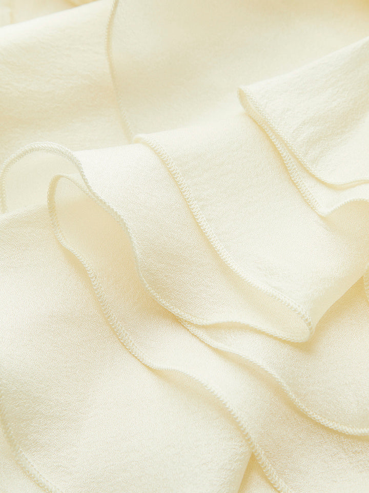 Rüschen-Detail-Oberteil mit Schlüsselloch-Rücken