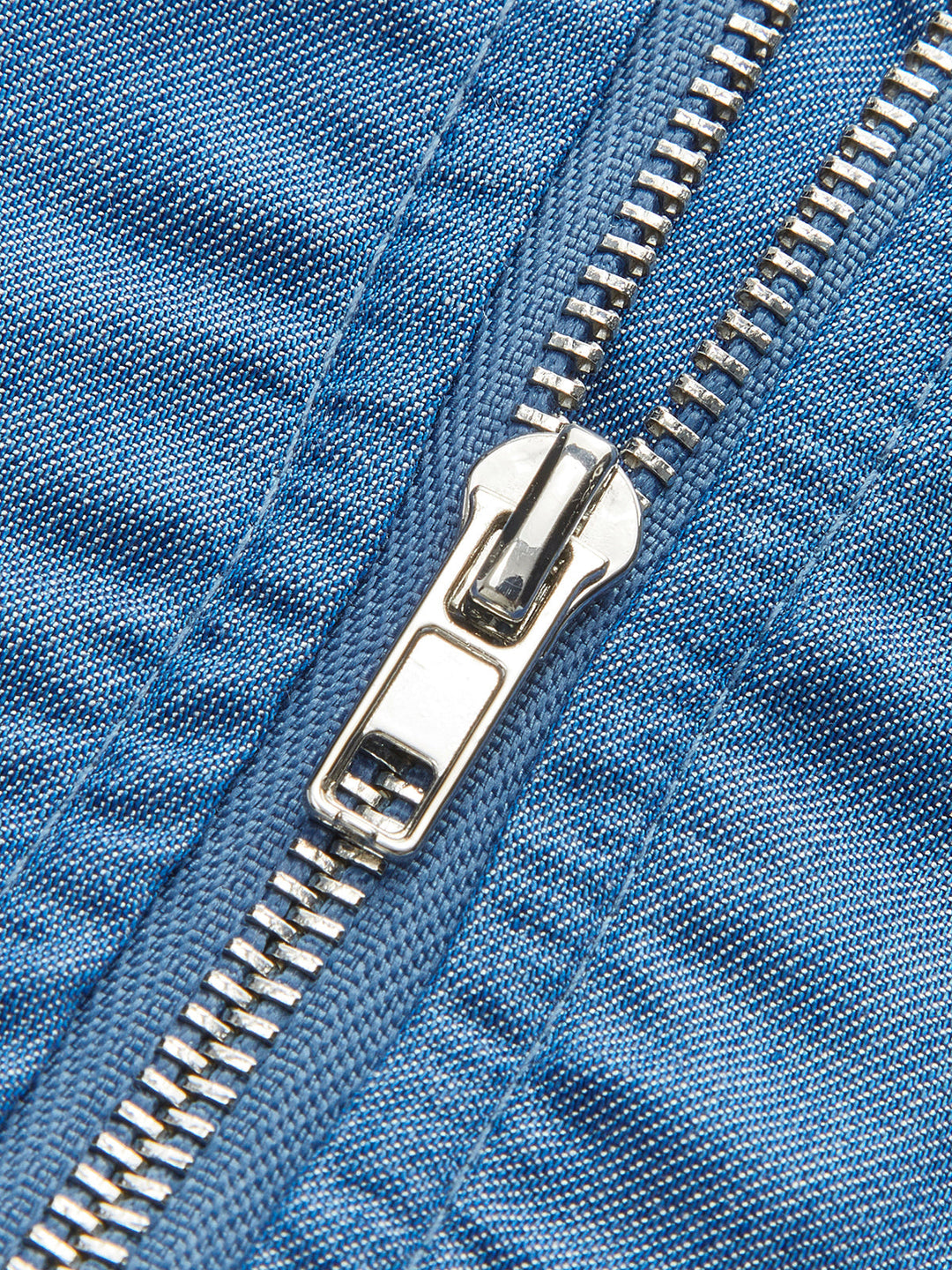 Denim Neckholder-Oberteil mit Rüschensaum