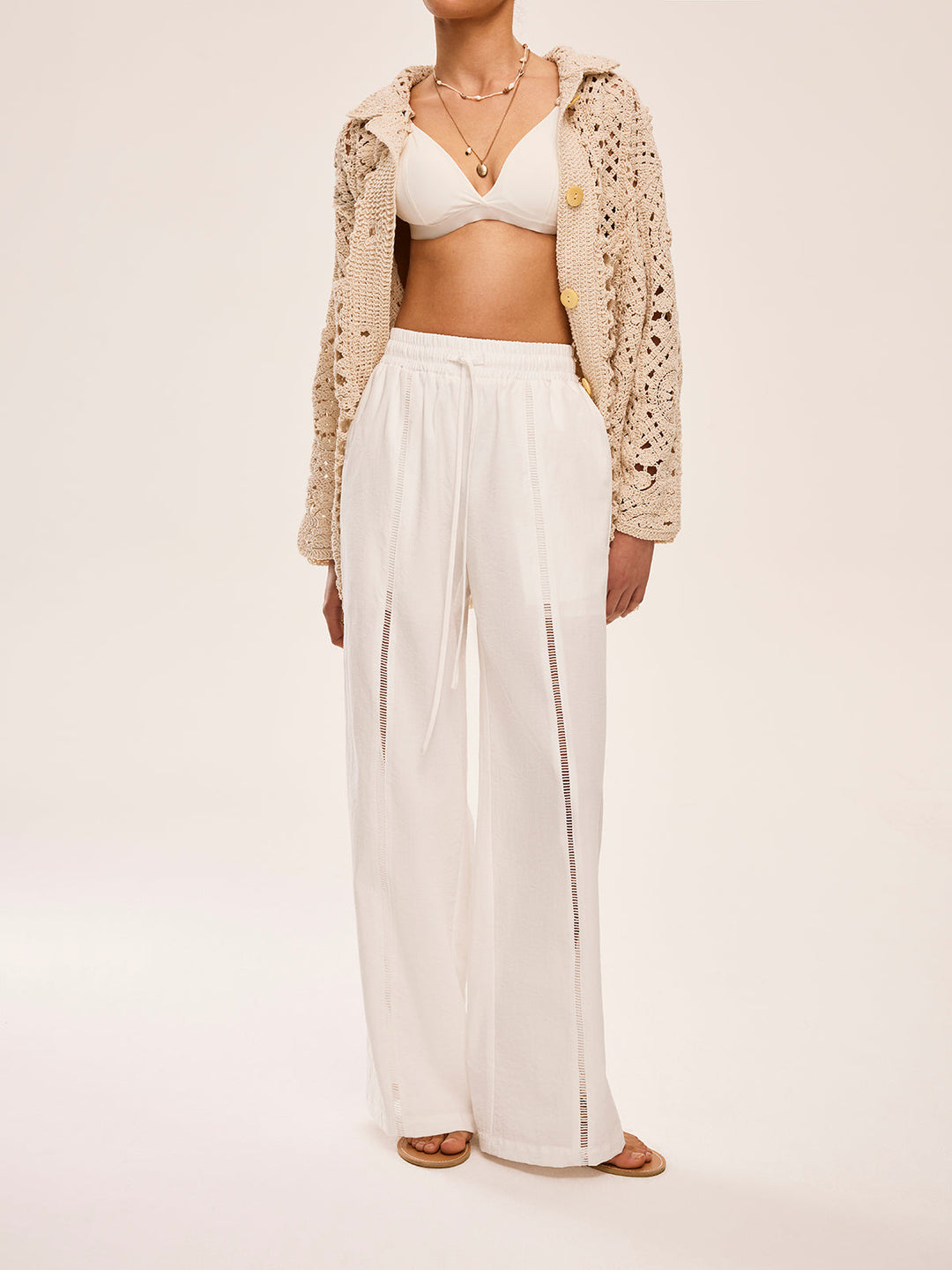 High-Waist Semi-Sheer Hose Mit Taschen