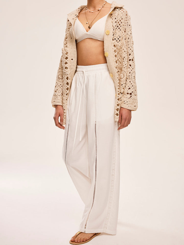 High-Waist Semi-Sheer Hose Mit Taschen