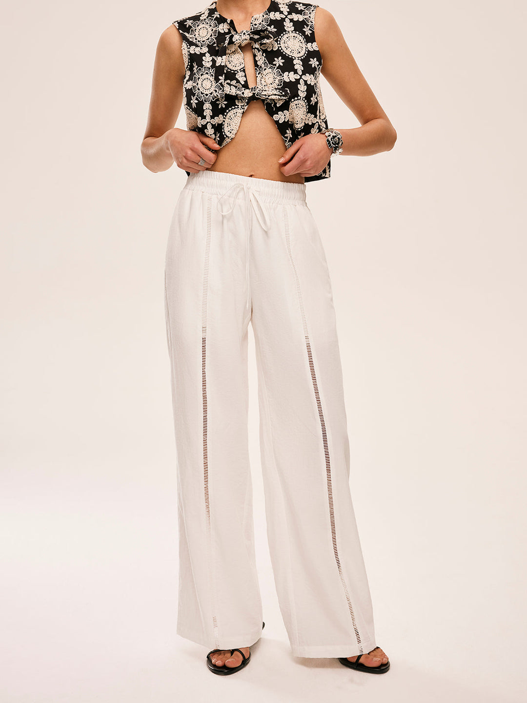 High-Waist Semi-Sheer Hose Mit Taschen