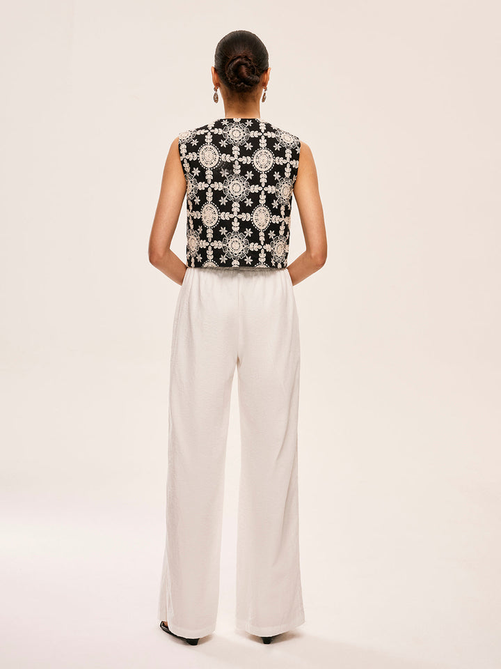 High-Waist Semi-Sheer Hose Mit Taschen