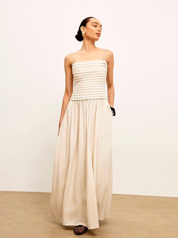 Gerafftes Cami-Kleid mit Bindeband im Rücken