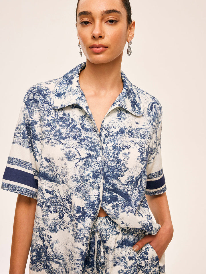 Bedruckte Shorts mit Kontrastbesatz Sets