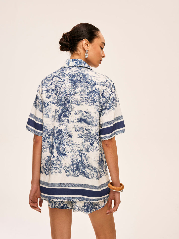 Bedruckte Shorts mit Kontrastbesatz Sets
