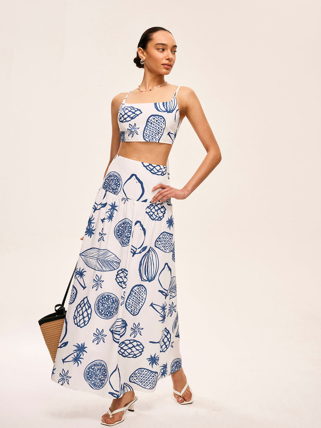 Bedrucktes Crop-Top mit Rock-Set