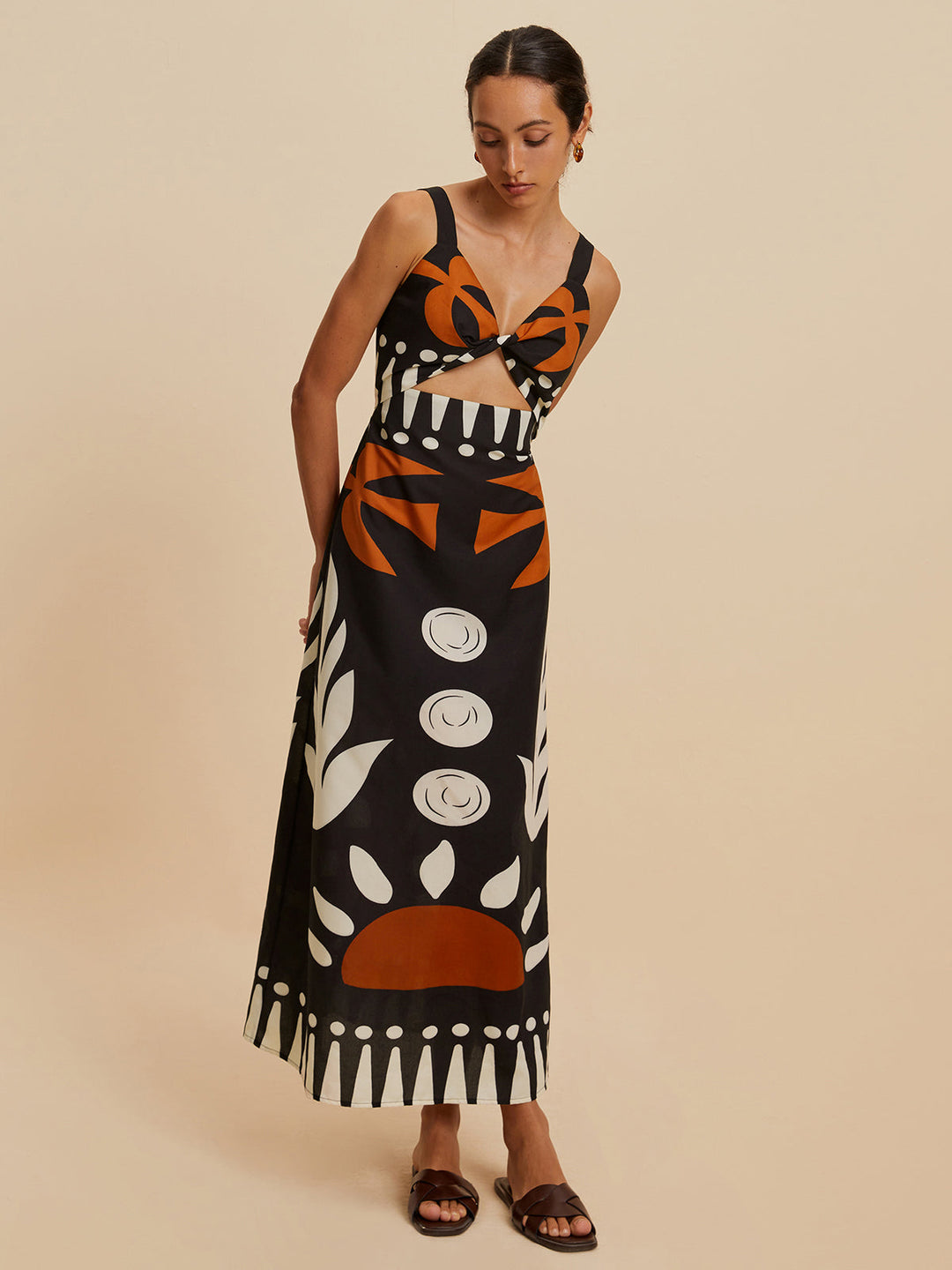 Cutout Reißverschluss Ärmelloses Blumenkleid