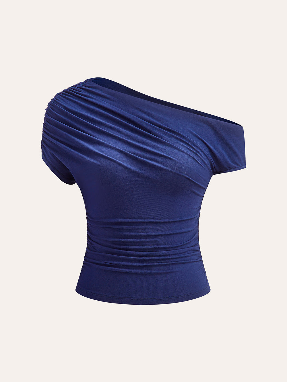 Asymmetrisches Oberteil mit Raffung und Neckholder