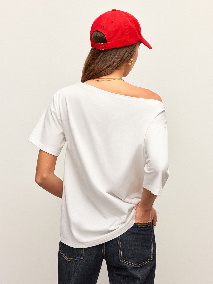 Baumwoll-Off-Shoulder-T-Shirt