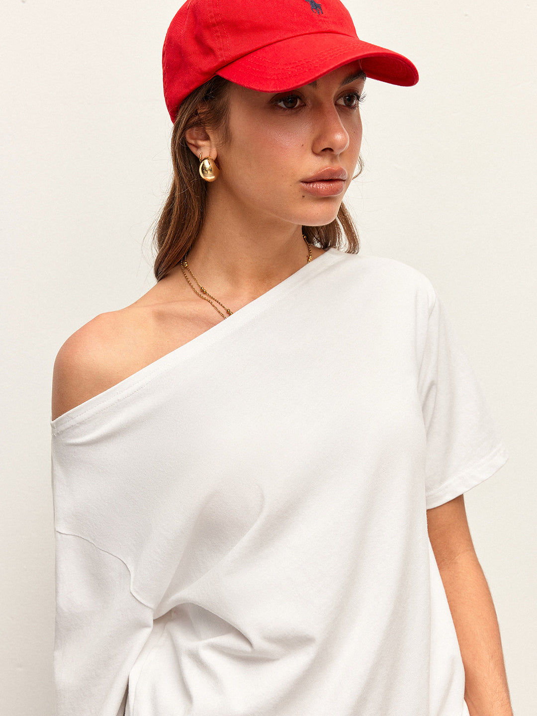 Baumwoll-Off-Shoulder-T-Shirt