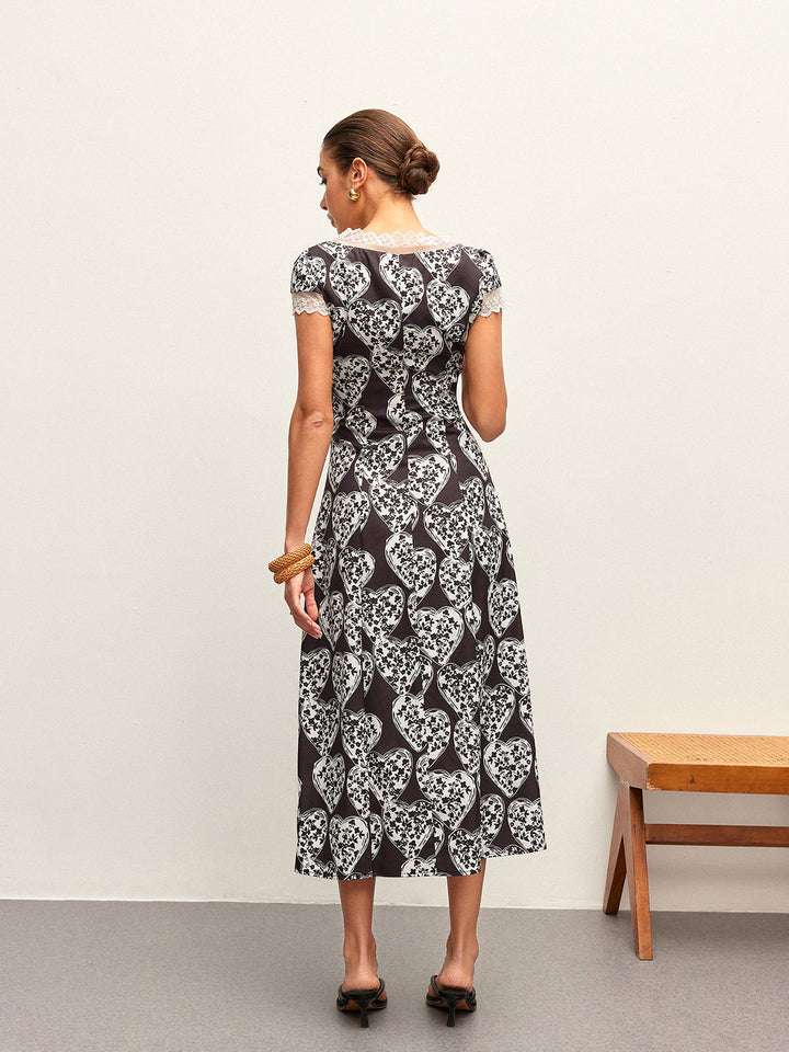 Blumenkleid mit V-Ausschnitt und Schleifenbindern