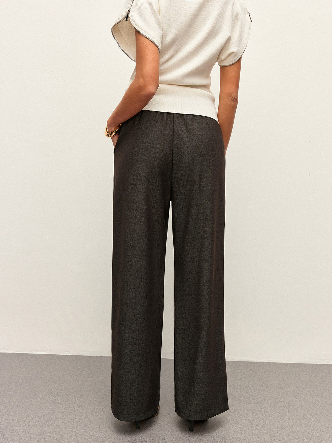 High-Waist Hose mit Taschen und Kordelzug