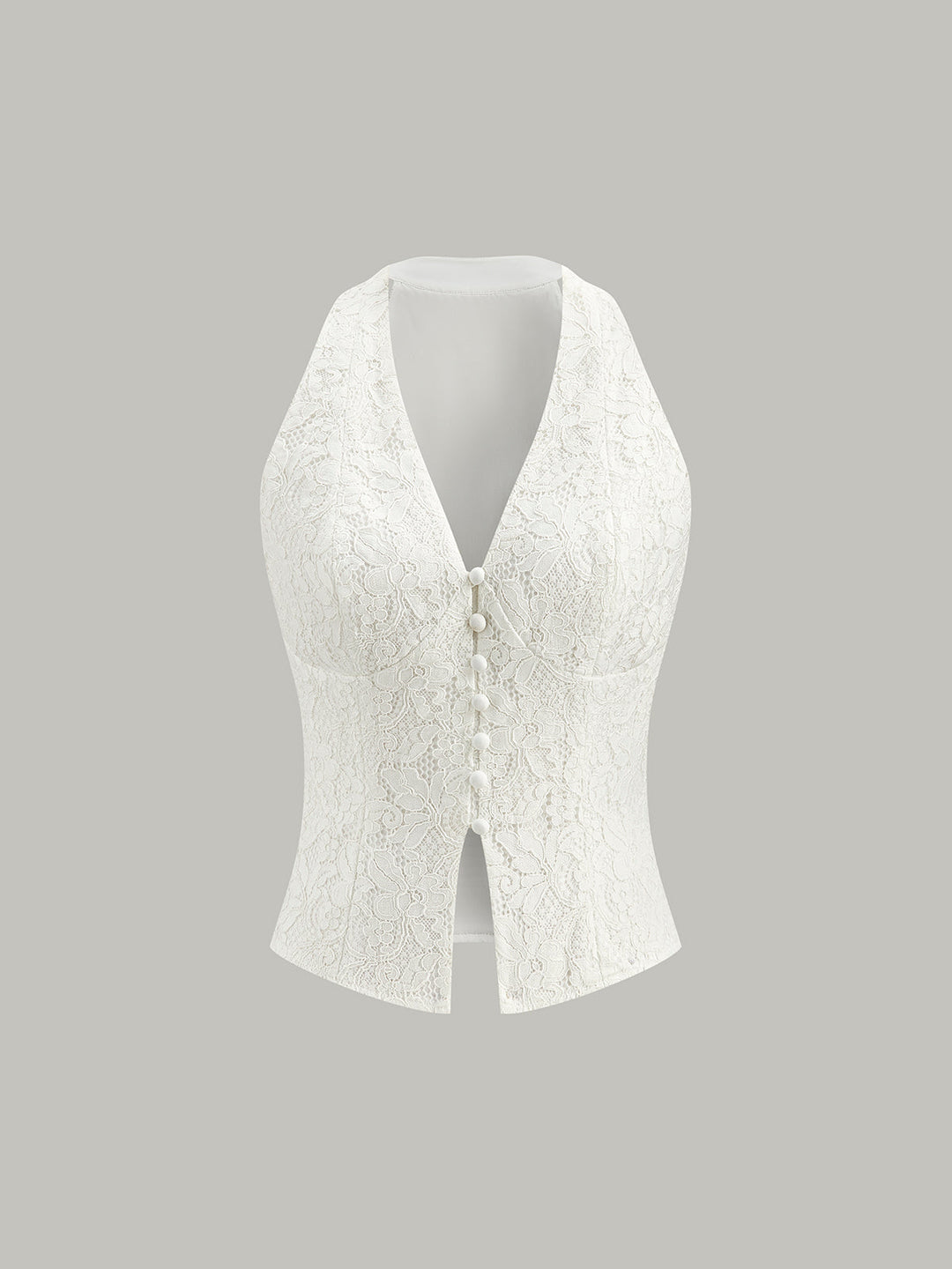 Spitzen-Detail-Top mit Knöpfen