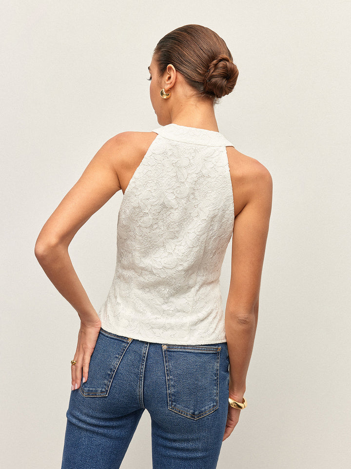 Spitzen-Detail-Top mit Knöpfen