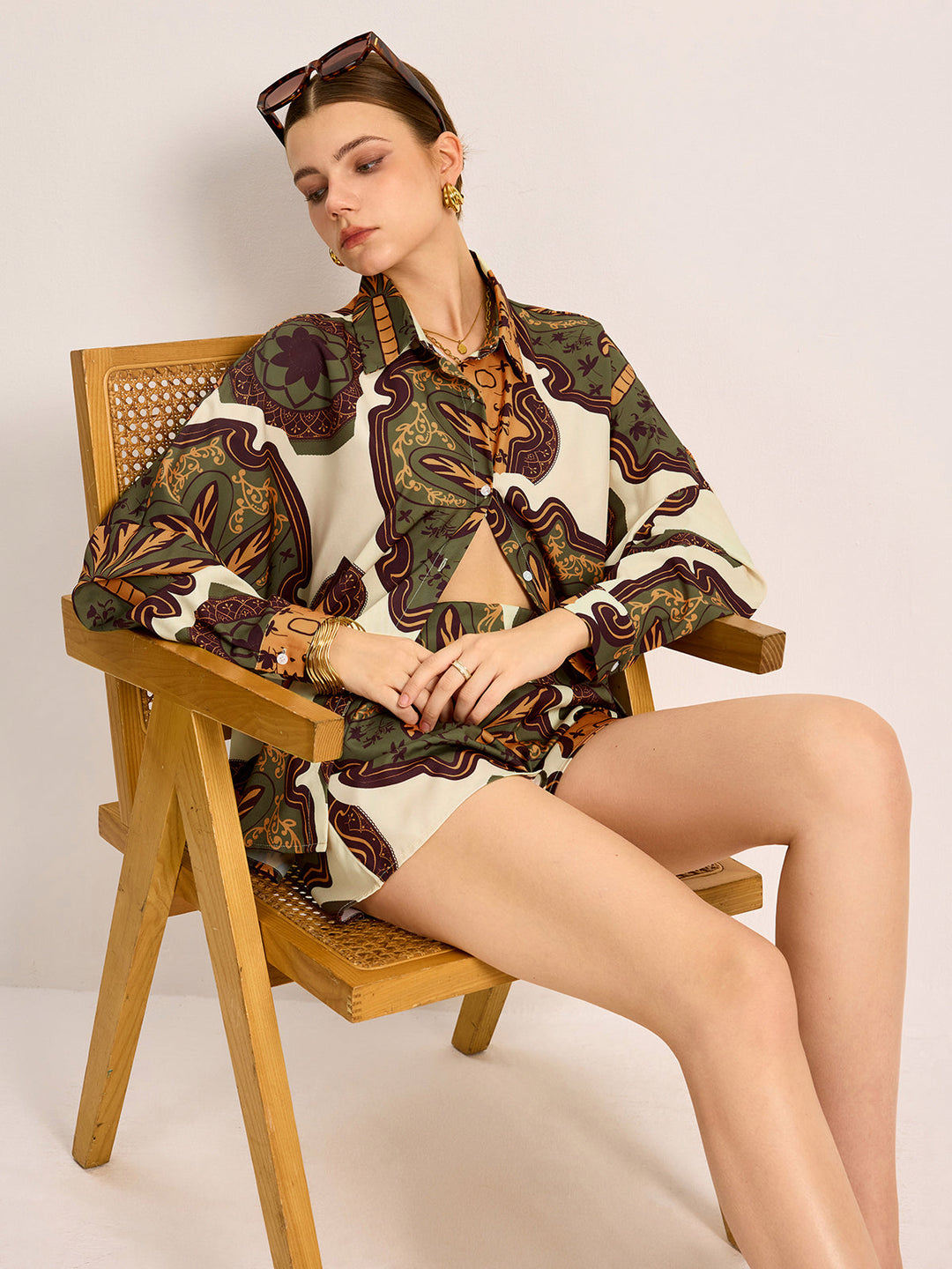 Bedruckte Hemd-Shorts-Set